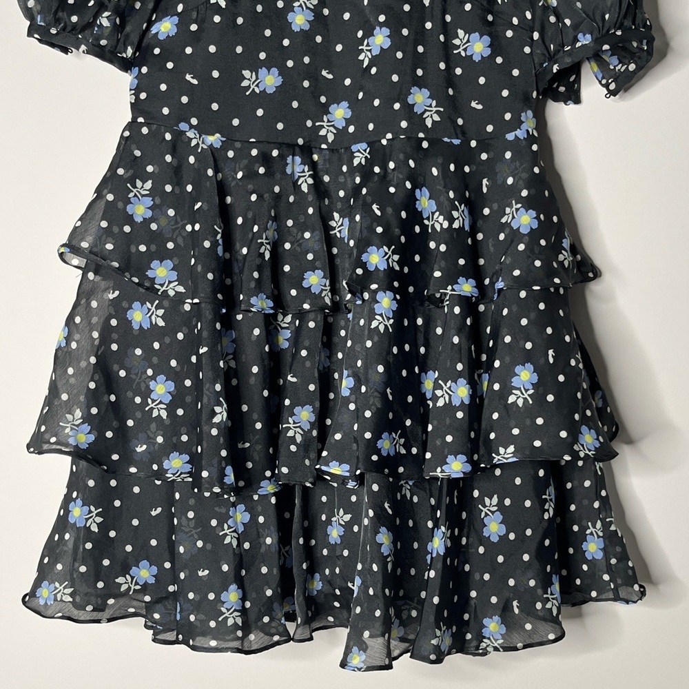 SANDY LIANG X TARGET Floral Black Dress with Blue White Floral Accents Size XS - Picture 7 of 11